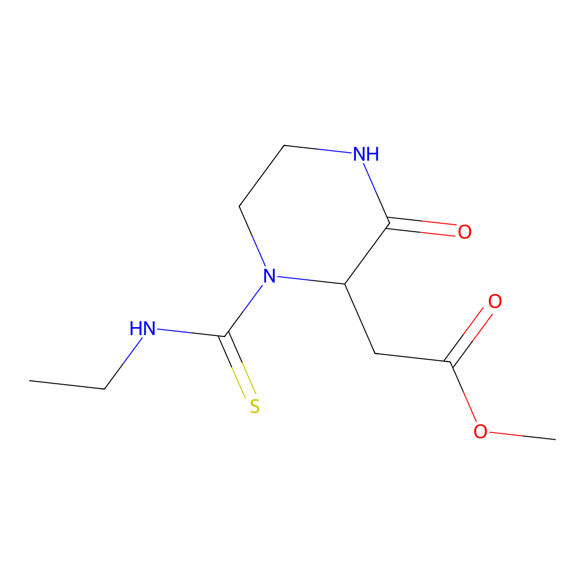 Methyl [1-(ethylcarbamothioyl)-3-oxopiperazin-2-yl]acetate molecular structure, CAS 1008670-69-6
