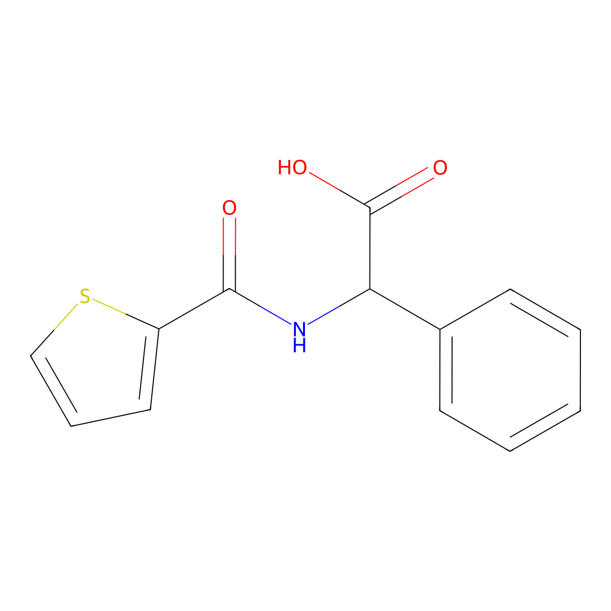 Phenyl[(thien-2-ylcarbonyl)amino]acetic acid molecular structure, CAS 1008670-87-8