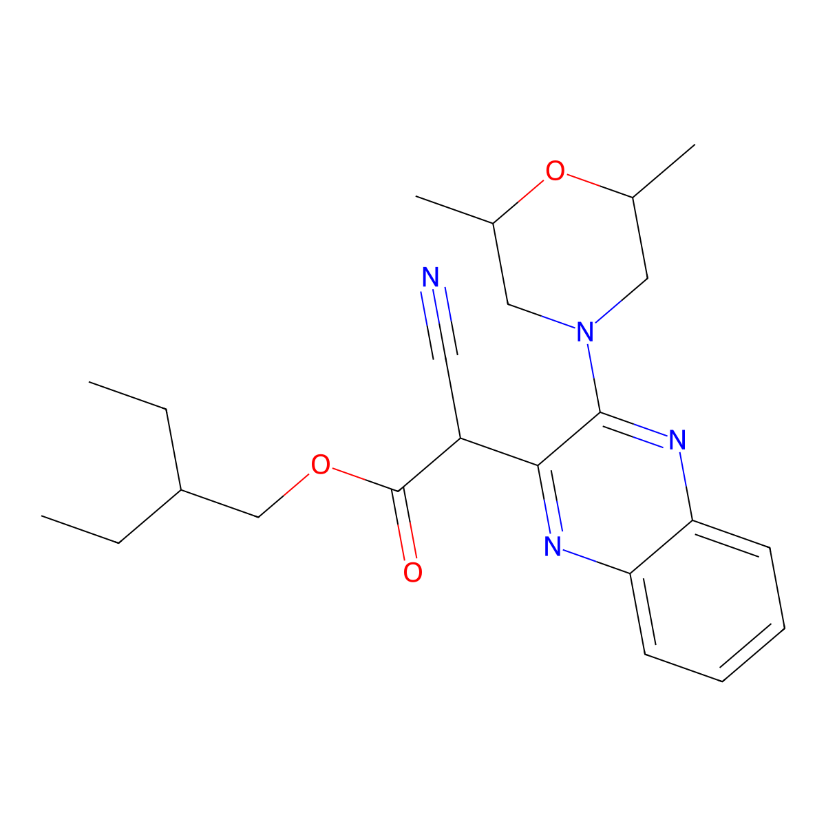 2-Ethylbutyl 2-cyano-2-[3-(2,6-dimethylmorpholin-4-yl)quinoxalin-2-yl]acetate molecular structure, CAS 1008670-91-4