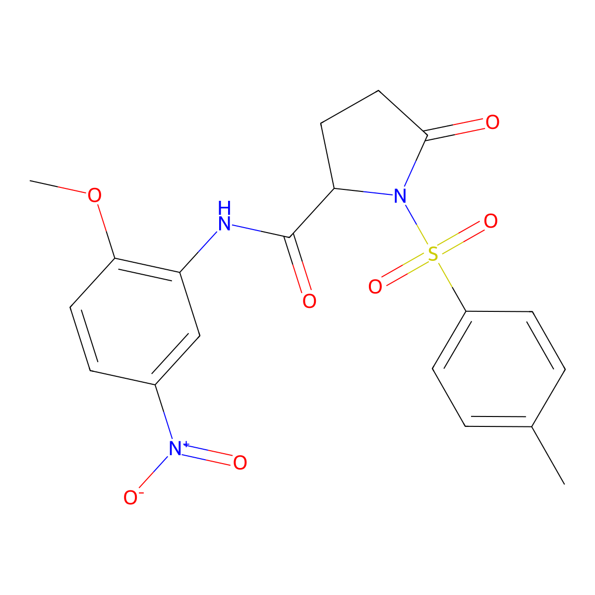 N-(2-methoxy-5-nitrophenyl)-1-(4-methylphenyl)sulfonyl-5-oxopyrrolidine-2-carboxamide molecular structure, CAS 1008671-09-7