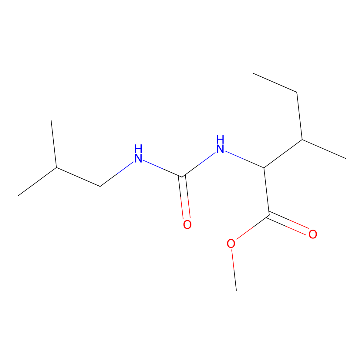 Methyl 3-methyl-2-(2-methylpropylcarbamoylamino)pentanoate molecular structure, CAS 1008671-12-2