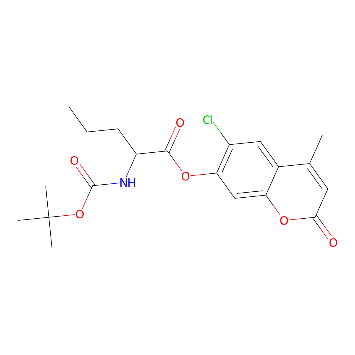 6-chloro-4-methyl-2-oxo-2H-chromen-7-yl N-(tert-butoxycarbonyl)norvalinate molecular structure, CAS 1008671-13-3
