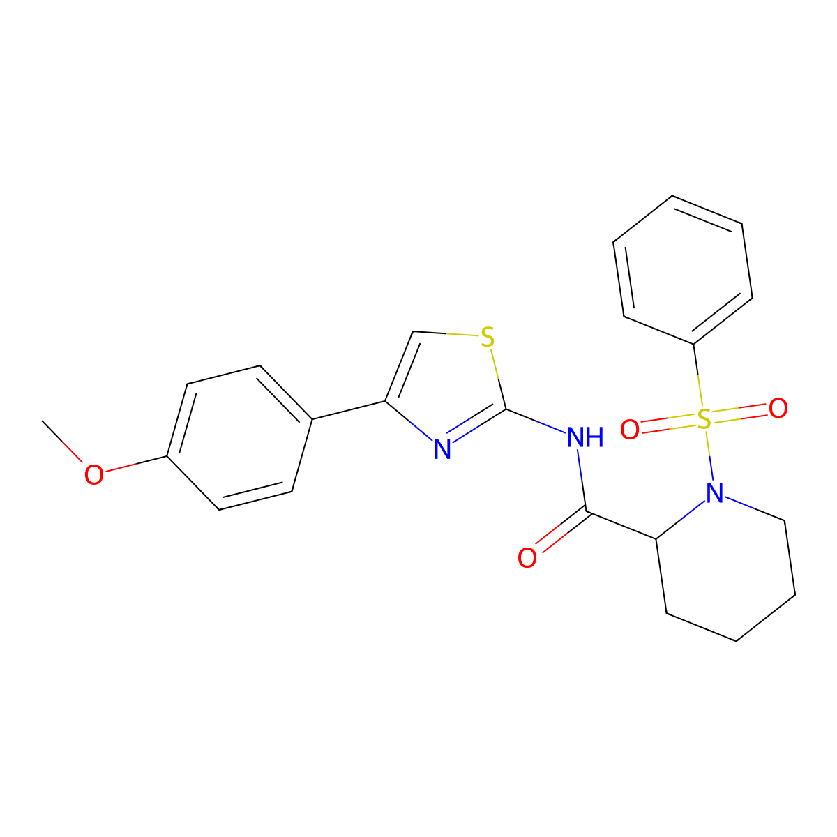 1-(benzenesulfonyl)-N-[4-(4-methoxyphenyl)-1,3-thiazol-2-yl]piperidine-2-carboxamide molecular structure, CAS 1008671-38-2
