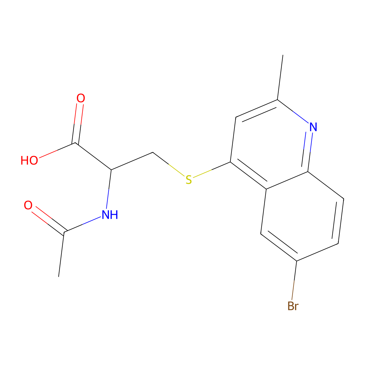 2-Acetamido-3-(6-bromo-2-methylquinolin-4-yl)sulfanylpropanoic acid molecular structure, CAS 1008672-85-2