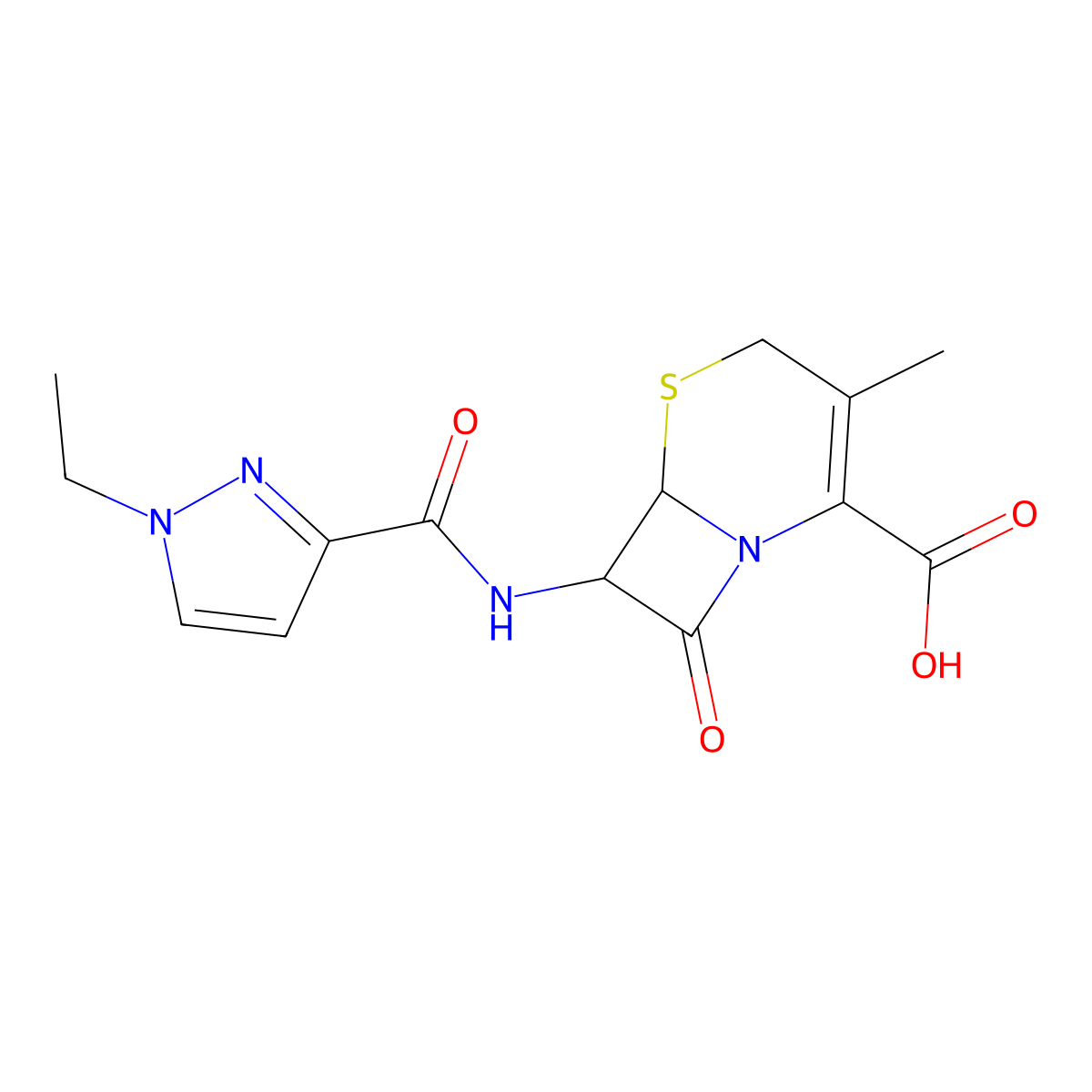 7-{[(1-ethyl-1H-pyrazol-3-yl)carbonyl]amino}-3-methyl-8-oxo-5-thia-1-azabicyclo[4.2.0]oct-2-ene-2-carboxylic acid molecular structure, CAS 1008672-86-3