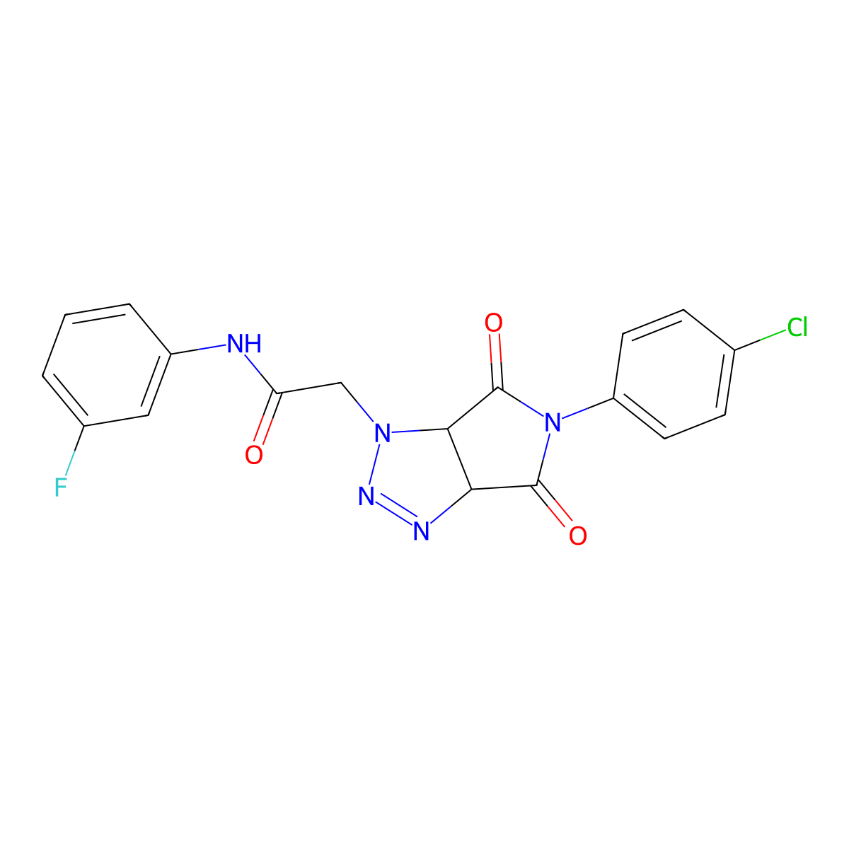 2-[5-(4-chlorophenyl)-4,6-dioxo-4,5,6,6a-tetrahydropyrrolo[3,4-d][1,2,3]triazol-1(3aH)-yl]-N-(3-fluorophenyl)acetamide molecular structure, CAS 1008672-94-3