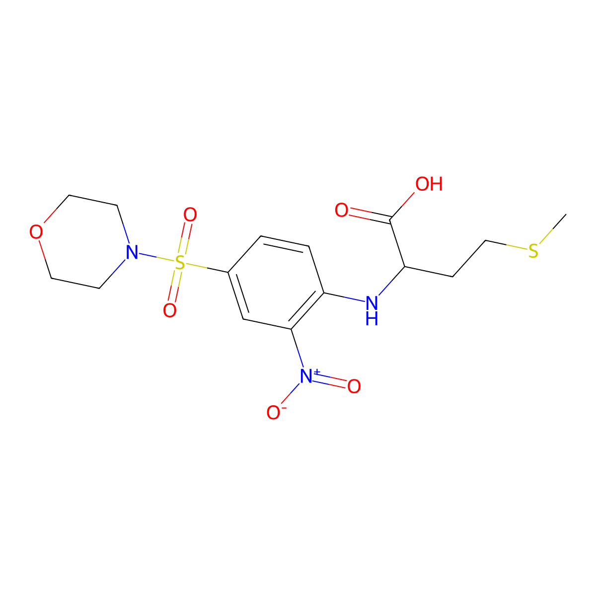 4-Methylsulfanyl-2-[4-(morpholine-4-sulfonyl)-2-nitro-phenylamino]-butyric acid molecular structure, CAS 1008673-55-9