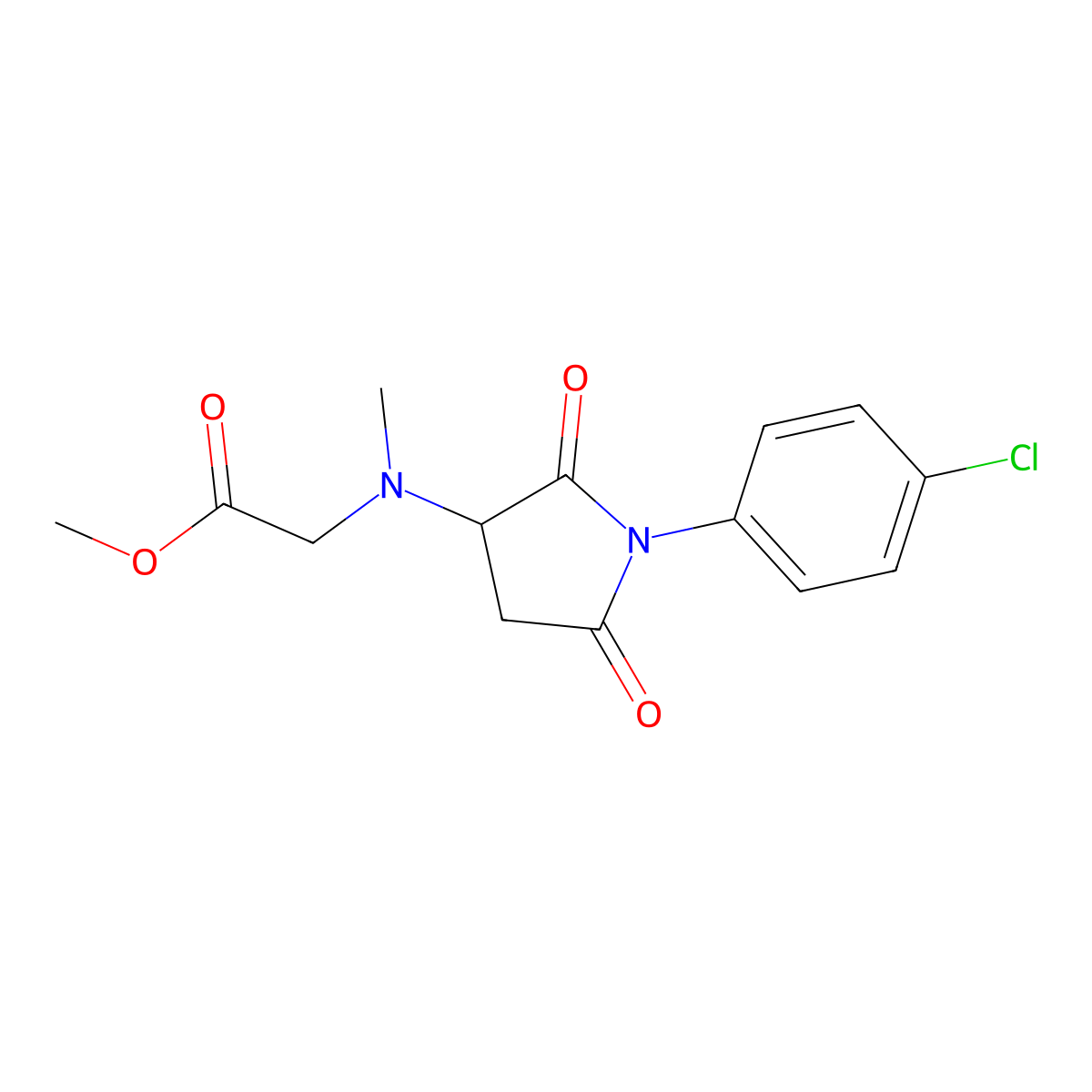 2-[[1-(4-Chlorophenyl)-2,5-dioxo-3-pyrrolidinyl]-methylamino]acetic acid methyl ester molecular structure, CAS 1008673-60-6