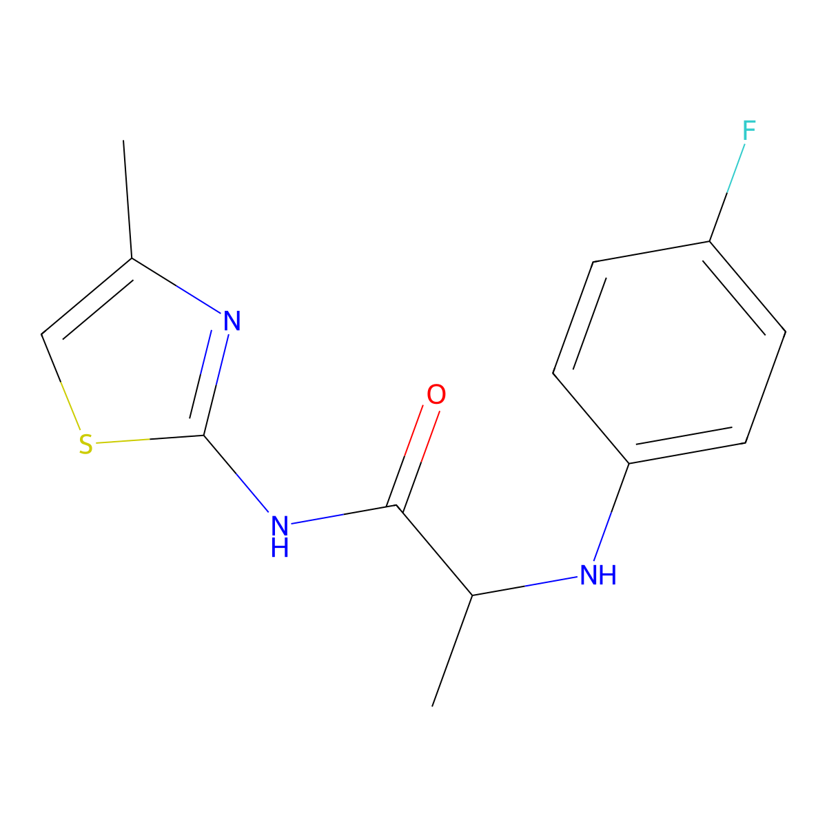 2-(4-Fluoro-phenylamino)-N-(4-methyl-thiazol-2-yl)-propionamide molecular structure, CAS 1008675-21-5