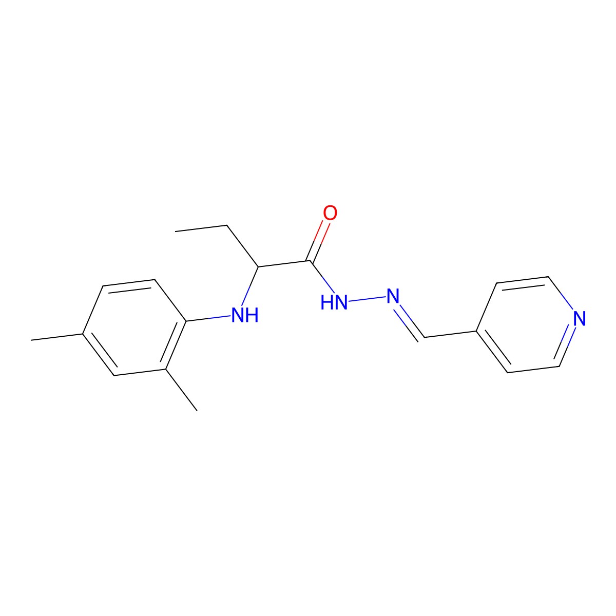 2-[(2,4-Dimethylphenyl)amino]butanoic acid 2-(4-pyridinylmethylene)hydrazide molecular structure, CAS 1008675-46-4