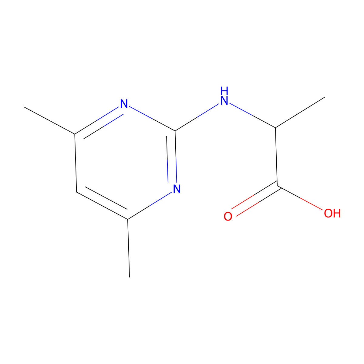 2-[(4,6-dimethylpyrimidin-2-yl)amino]propanoic Acid molecular structure, CAS 1008675-49-7
