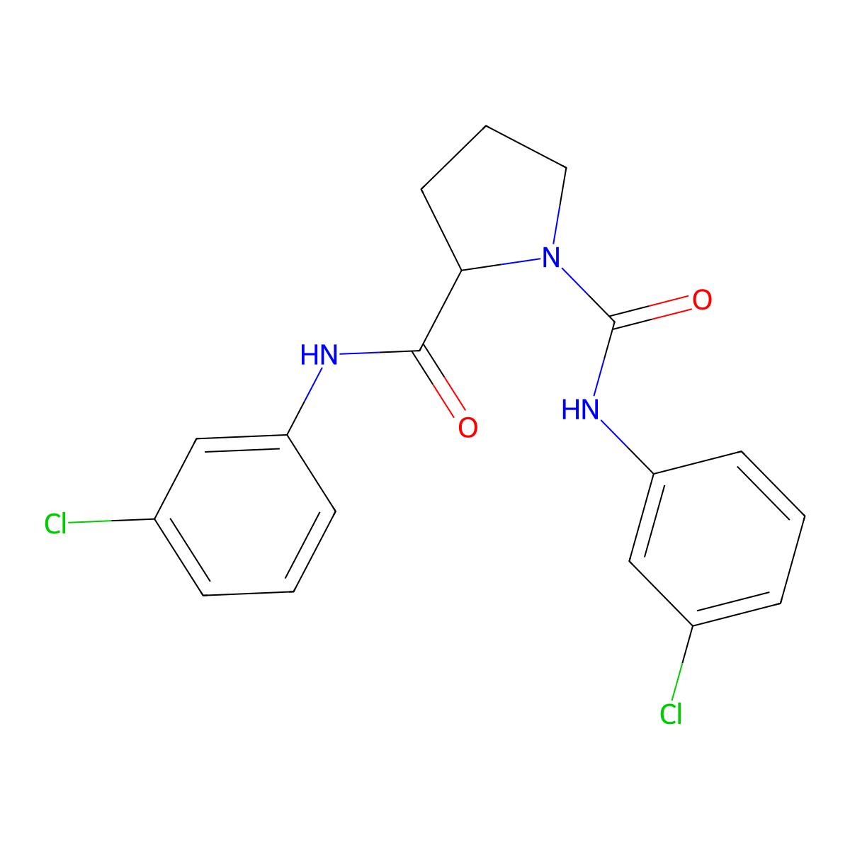 N1,N2-Bis(3-chlorophenyl)-1,2-pyrrolidinedicarboxamide molecular structure, CAS 1008675-59-9