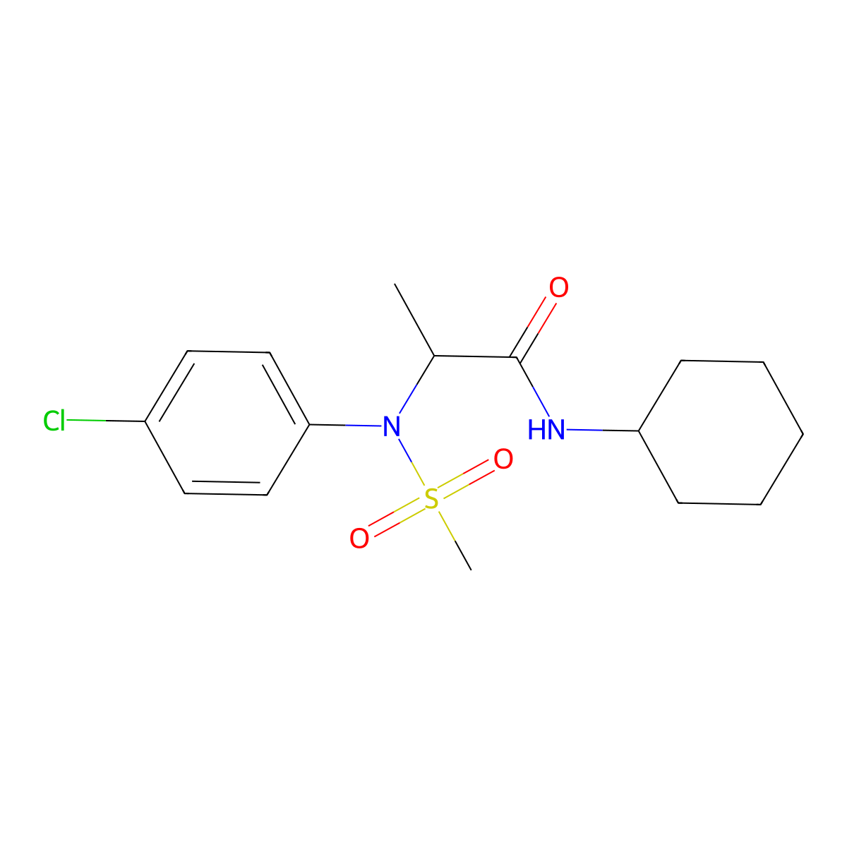 2-(4-chloro-N-methylsulfonylanilino)-N-cyclohexylpropanamide molecular structure, CAS 1008675-64-6