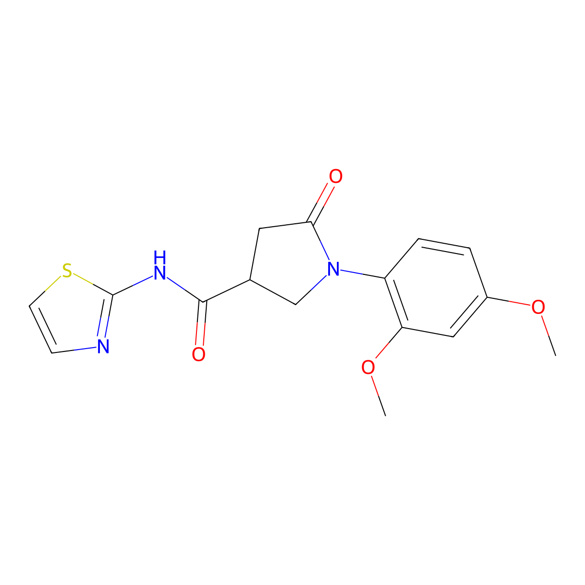 1-(2,4-dimethoxyphenyl)-5-oxo-N-(1,3-thiazol-2-yl)pyrrolidine-3-carboxamide molecular structure, CAS 1008680-06-5