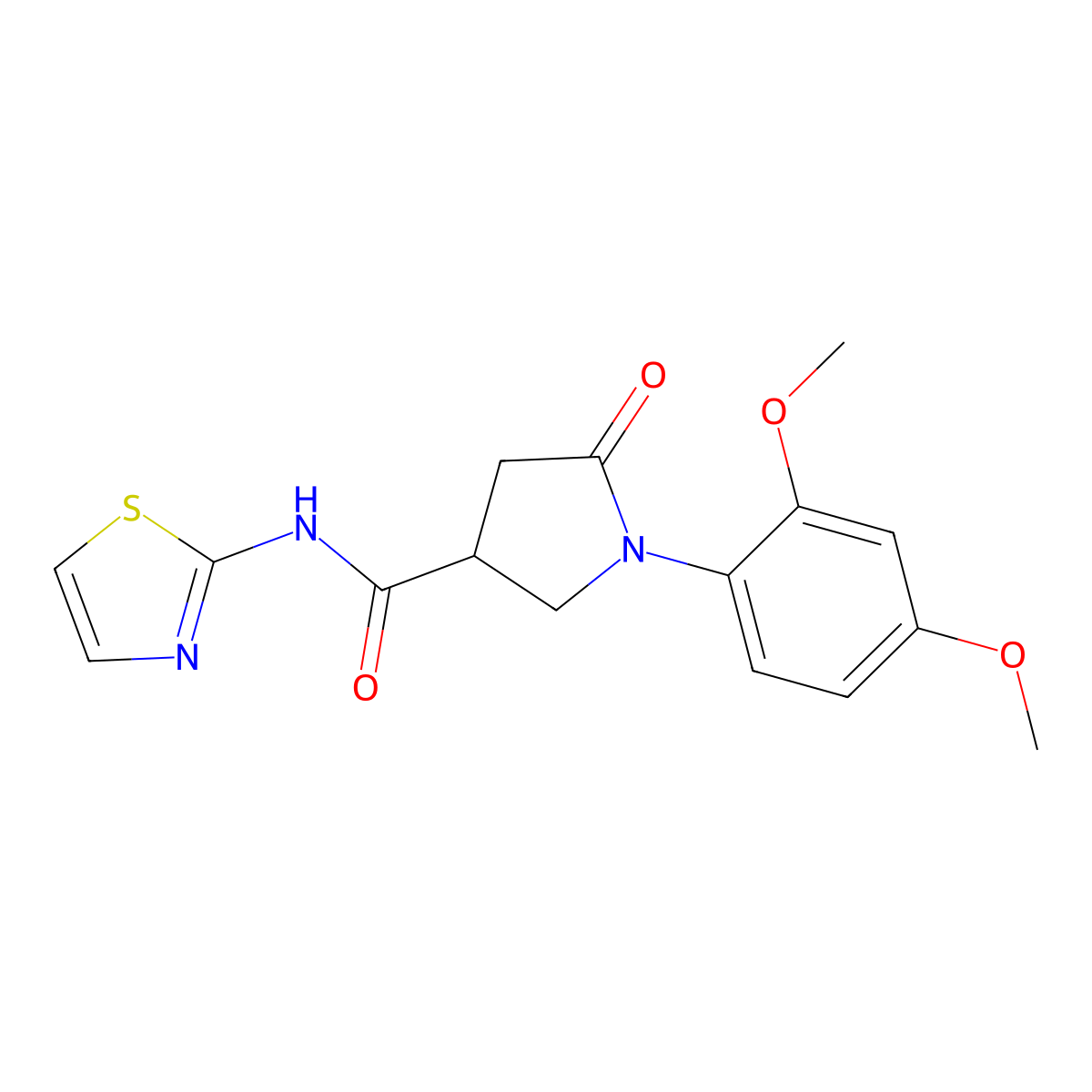 1-(2,4-dimethoxyphenyl)-5-oxo-N-(1,3-thiazol-2-yl)pyrrolidine-3-carboxamide molecular structure, CAS 1008680-06-5