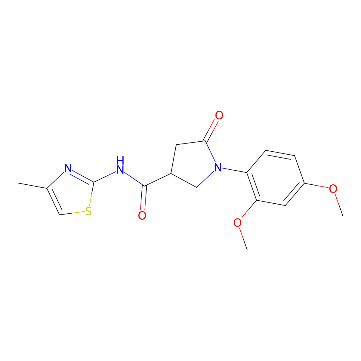 1-(2,4-dimethoxyphenyl)-N-[(2E)-4-methyl-1,3-thiazol-2(3H)-ylidene]-5-oxopyrrolidine-3-carboxamide molecular structure, CAS 1008680-12-3