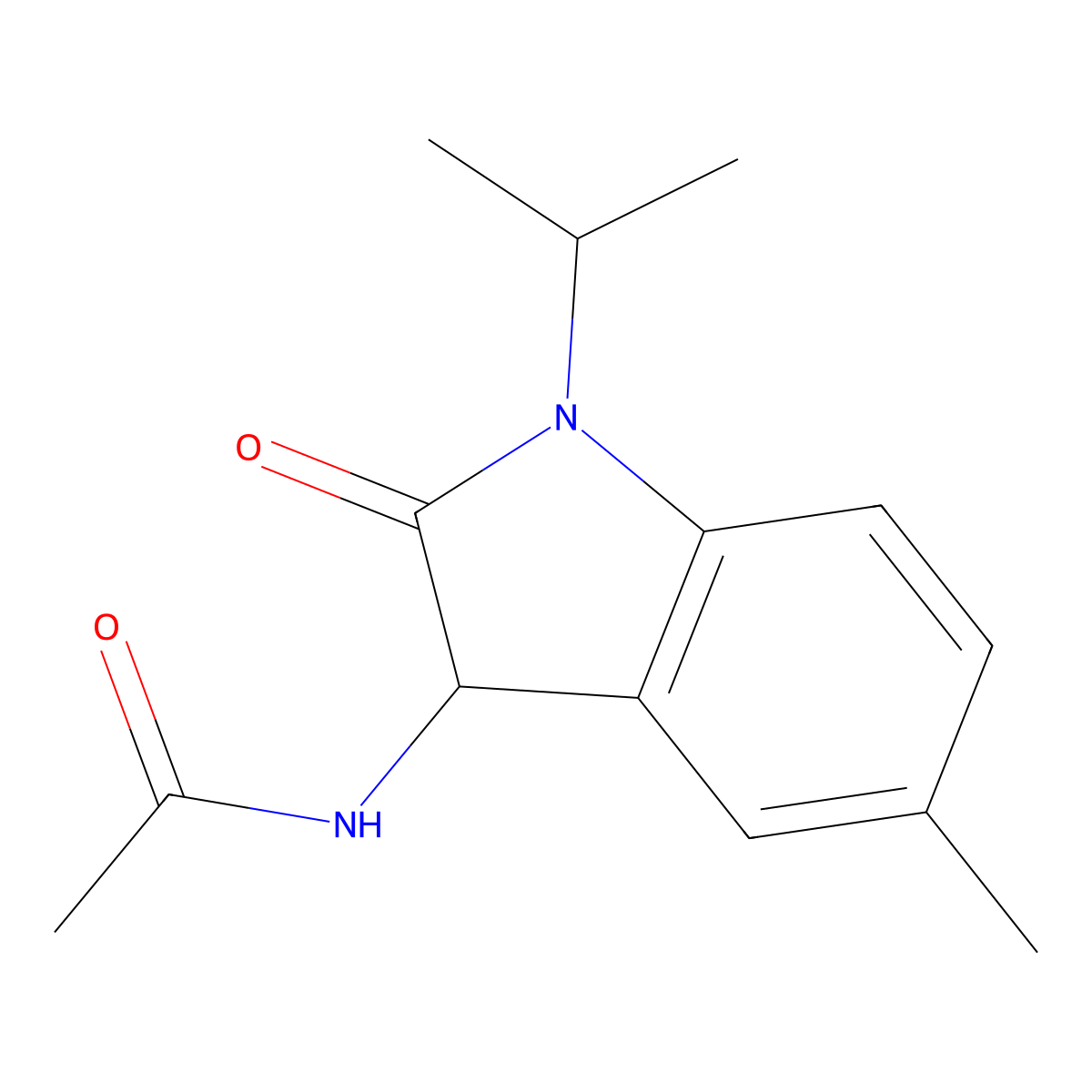 N-(5-methyl-2-oxo-1-propan-2-yl-3H-indol-3-yl)acetamide molecular structure, CAS 1008680-27-0