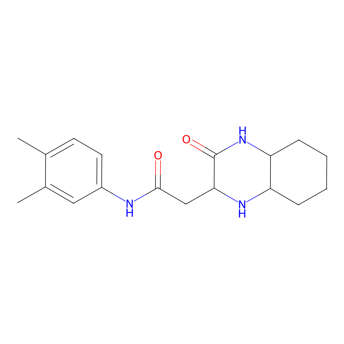N-(3,4-dimethylphenyl)-2-(3-oxodecahydroquinoxalin-2-yl)acetamide molecular structure, CAS 1008682-78-7