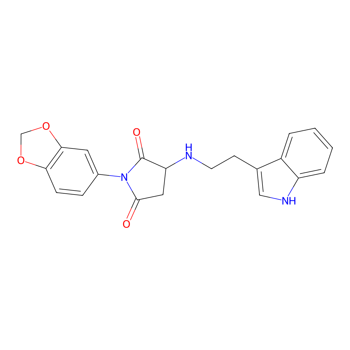 1-(1,3-benzodioxol-5-yl)-3-{[2-(1H-indol-3-yl)ethyl]amino}pyrrolidine-2,5-dione molecular structure, CAS 1008683-58-6