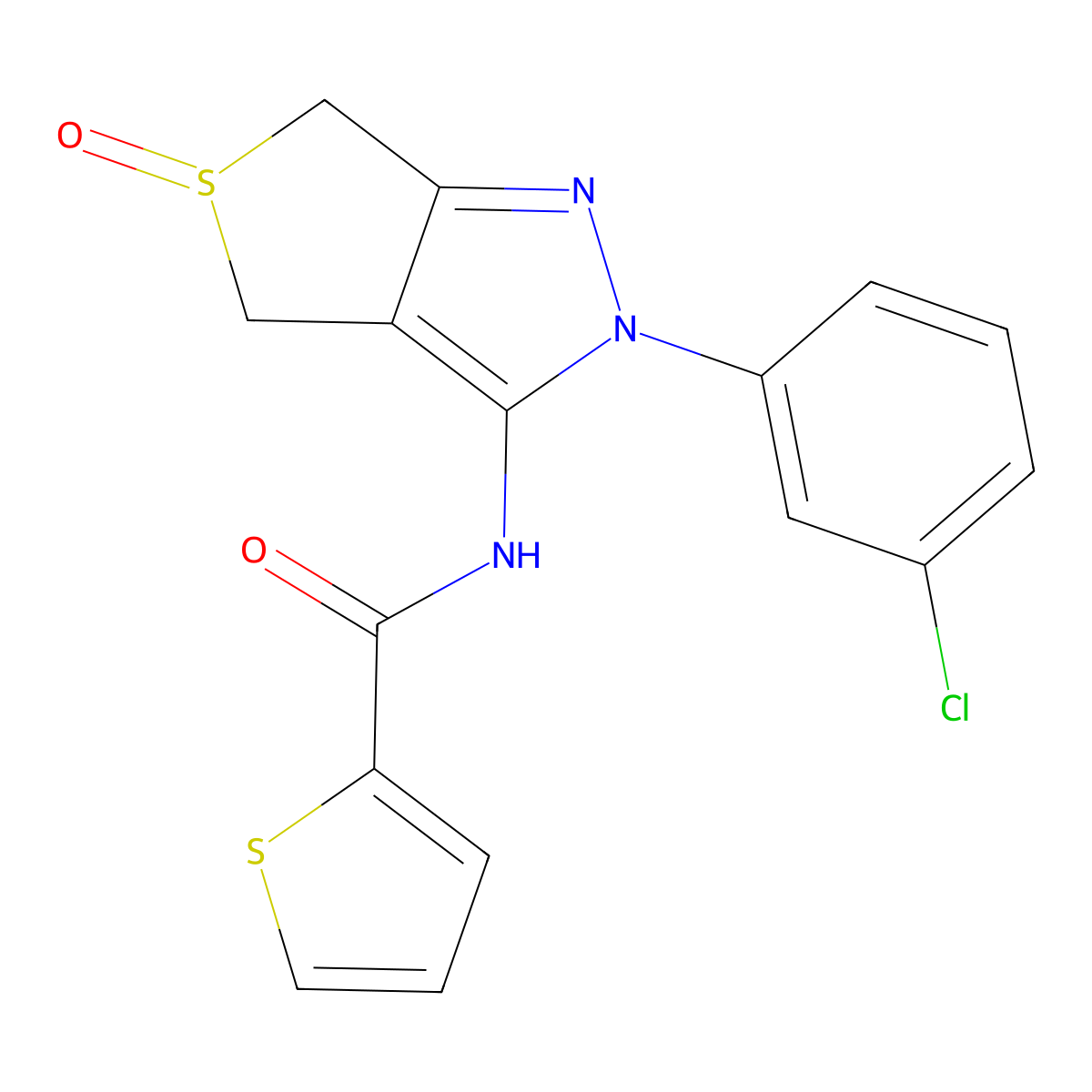 N-[2-(3-chlorophenyl)-5-oxo-4,6-dihydrothieno[3,4-c]pyrazol-3-yl]thiophene-2-carboxamide molecular structure, CAS 1008688-34-3