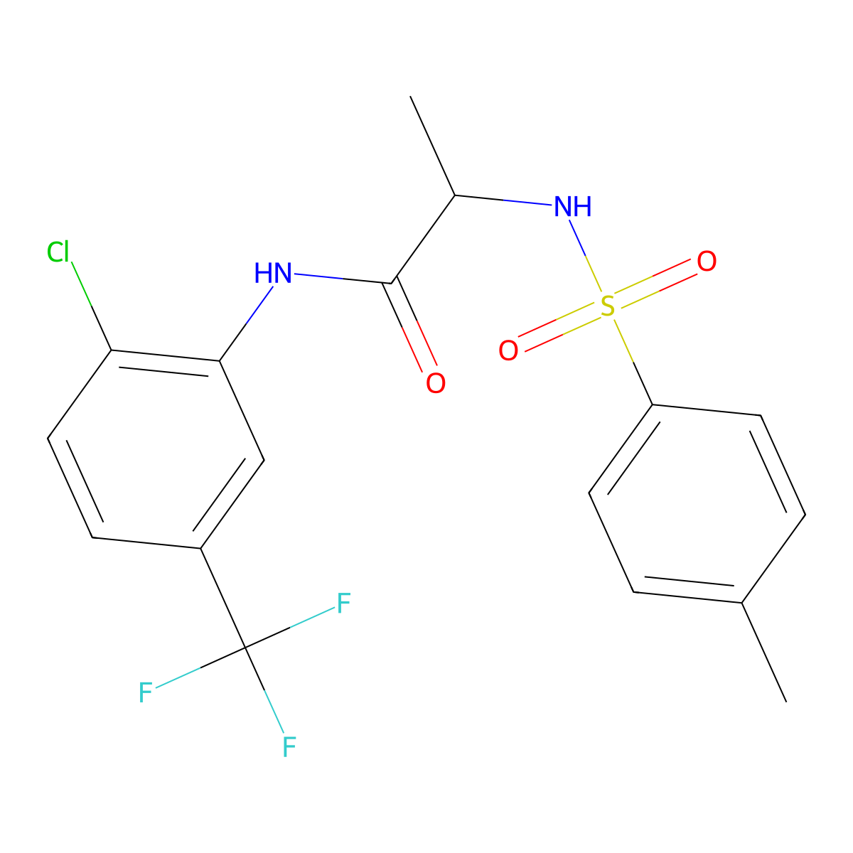 N-[2-chloro-5-(trifluoromethyl)phenyl]-2-[(4-methylphenyl)sulfonylamino]propanamide molecular structure, CAS 1008688-63-8