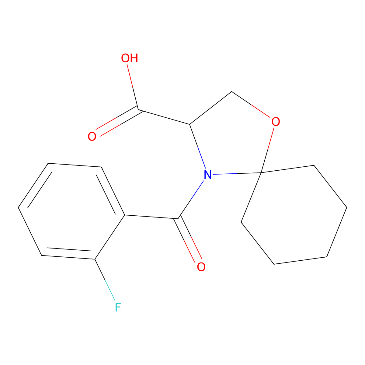 4-(2-Fluorobenzoyl)-1-oxa-4-azaspiro[4.5]decane-3-carboxylic acid molecular structure, CAS 1008692-11-2