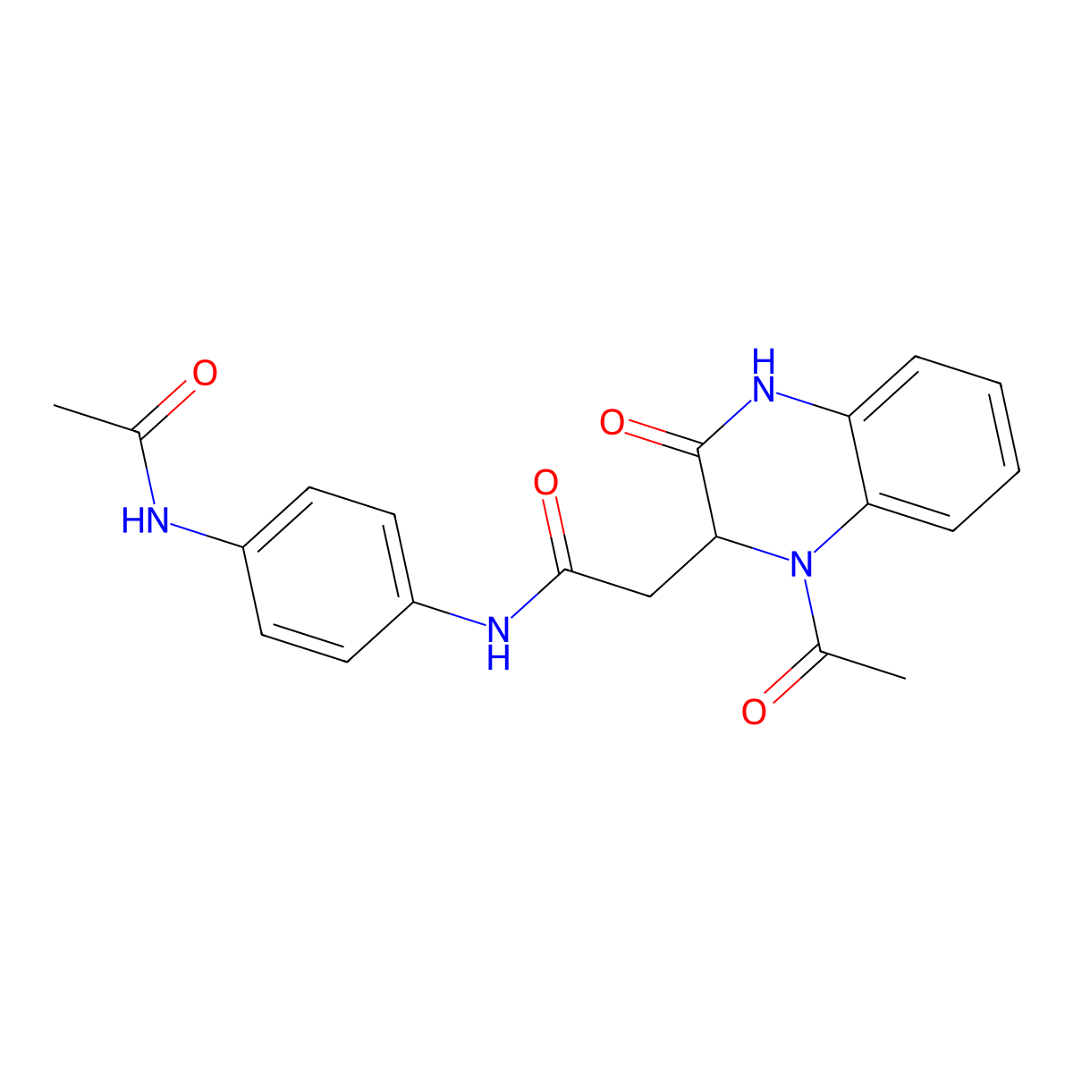N-(4-acetamidophenyl)-2-(1-acetyl-3-oxo-2,4-dihydroquinoxalin-2-yl)acetamide molecular structure, CAS 1008694-91-4
