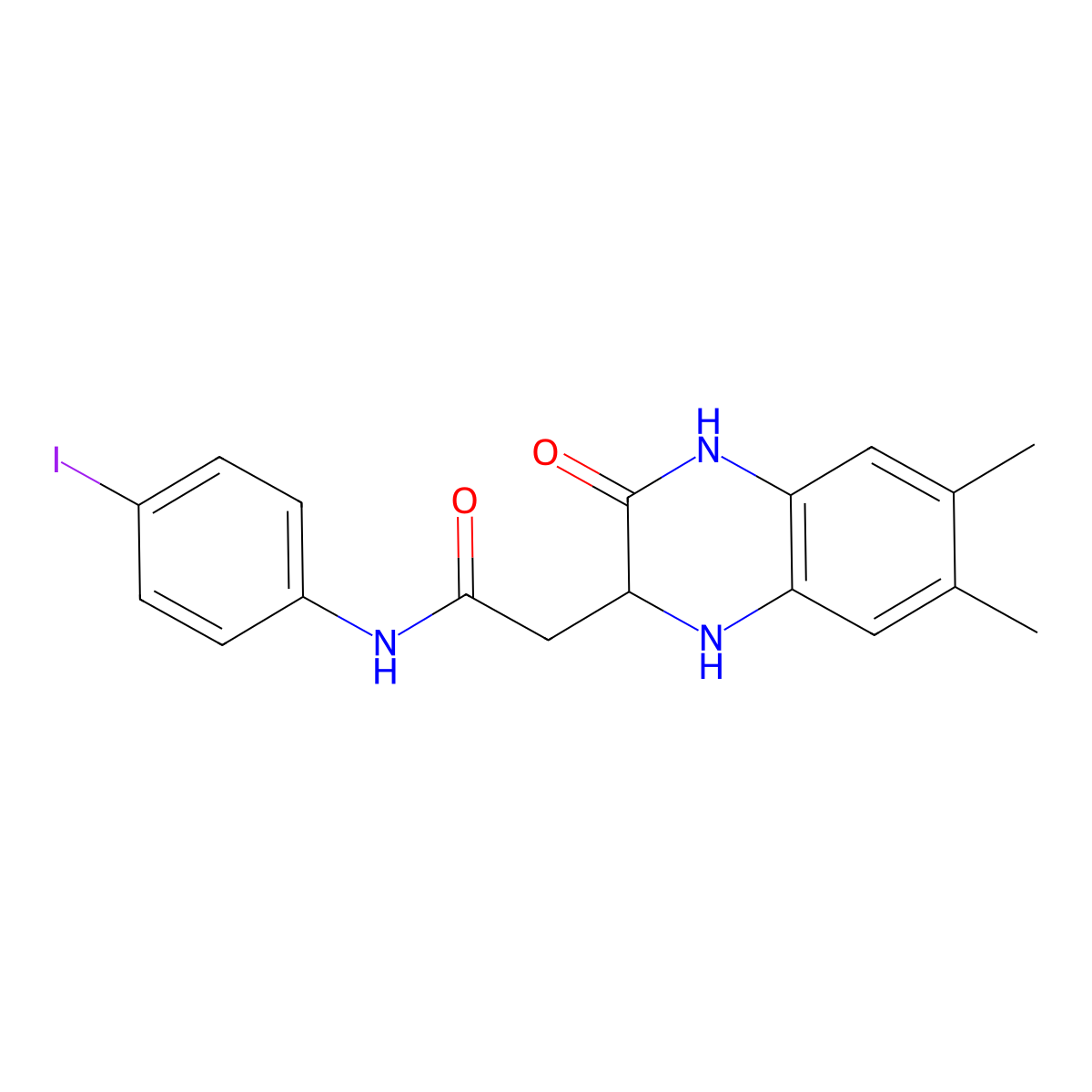 2-(6,7-dimethyl-3-oxo-1,2,3,4-tetrahydroquinoxalin-2-yl)-N-(4-iodophenyl)acetamide molecular structure, CAS 1008695-22-4