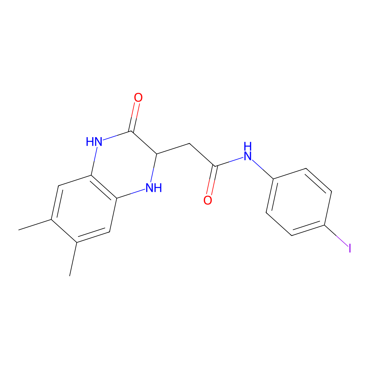 2-(6,7-dimethyl-3-oxo-1,2,3,4-tetrahydroquinoxalin-2-yl)-N-(4-iodophenyl)acetamide molecular structure, CAS 1008695-22-4