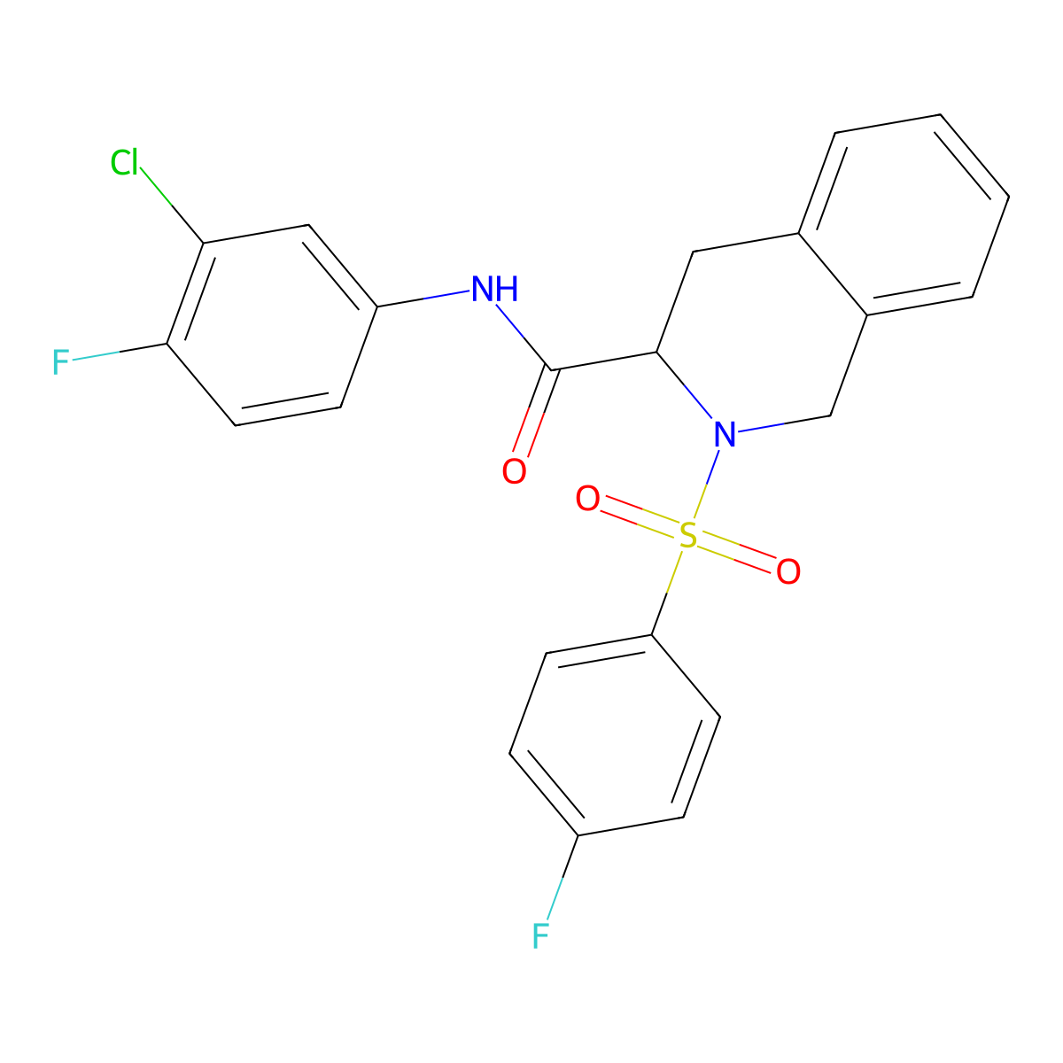 N-(3-chloro-4-fluorophenyl)-2-(4-fluorobenzenesulfonyl)-1,2,3,4-tetrahydroisoquinoline-3-carboxamide molecular structure, CAS 1008695-38-2