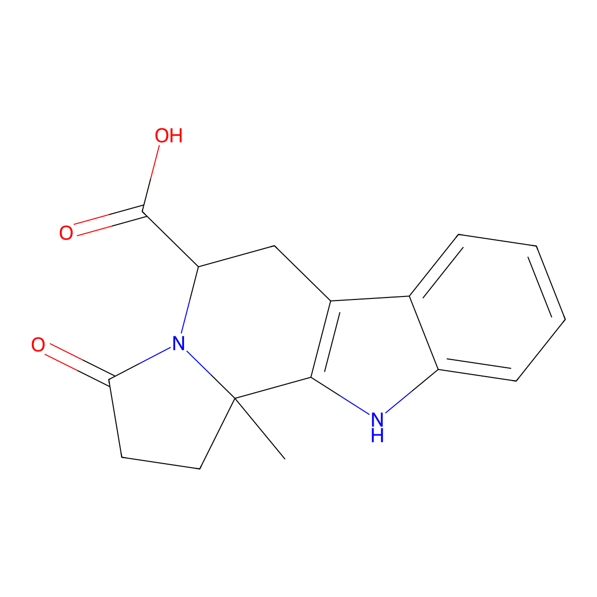 11b-methyl-3-oxo-1H,2H,3H,5H,6H,11H,11bH-indolo[3,2-g]indolizine-5-carboxylic acid molecular structure, CAS 1008695-48-4