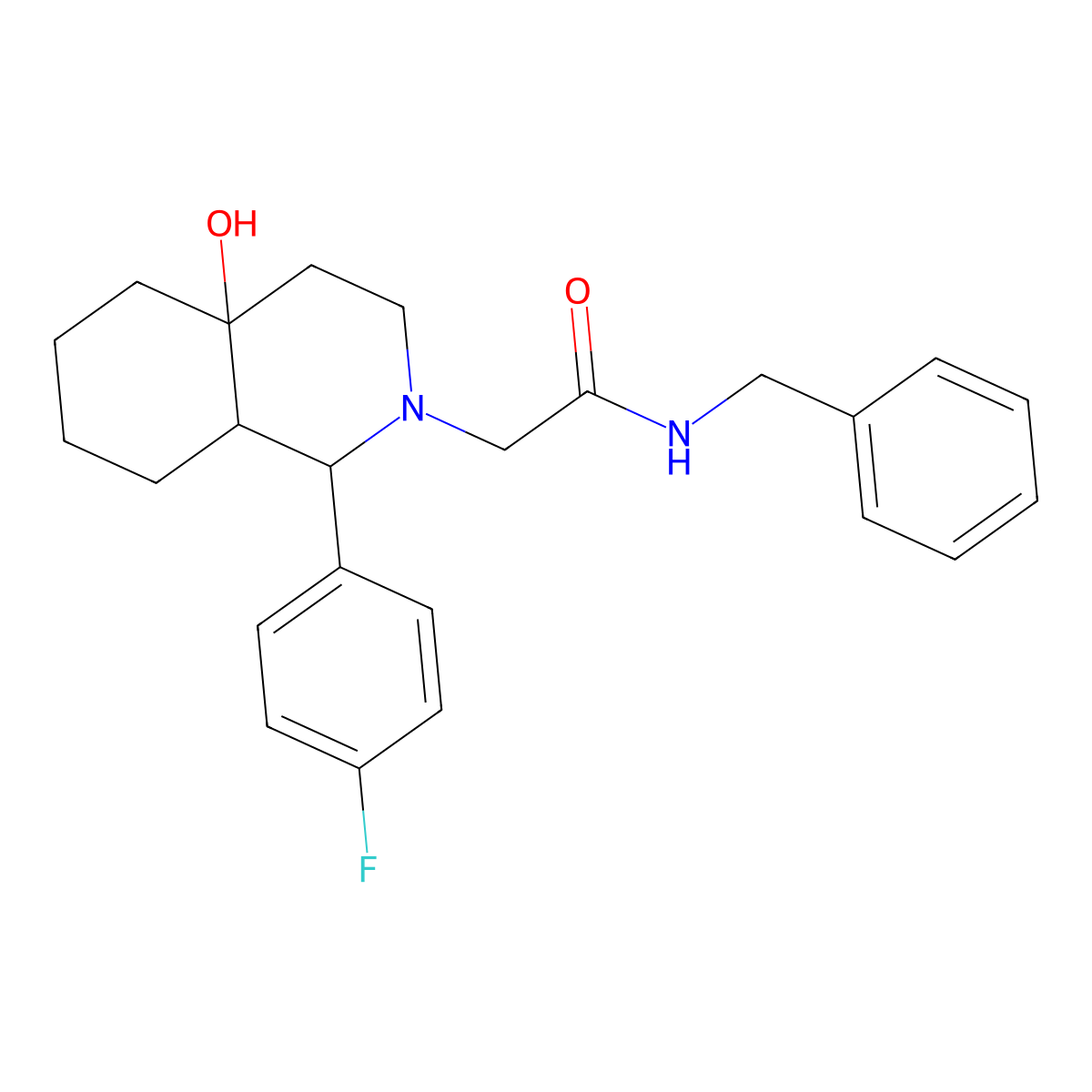 N-benzyl-2-(1-(4-fluorophenyl)-4a-hydroxyoctahydroisoquinolin-2(1H)-yl)acetamide molecular structure, CAS 1008695-63-3