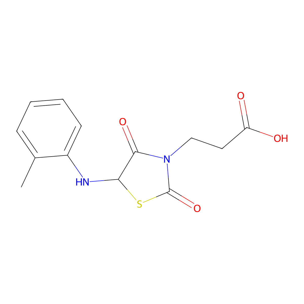 3-(2,4-Dioxo-5-o-tolylamino-thiazolidin-3-yl)-propionic acid molecular structure, CAS 1008695-64-4