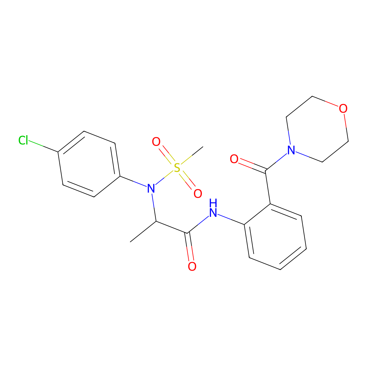 2-(4-chloro-N-methylsulfonylanilino)-N-[2-(morpholine-4-carbonyl)phenyl]propanamide molecular structure, CAS 1008695-82-6