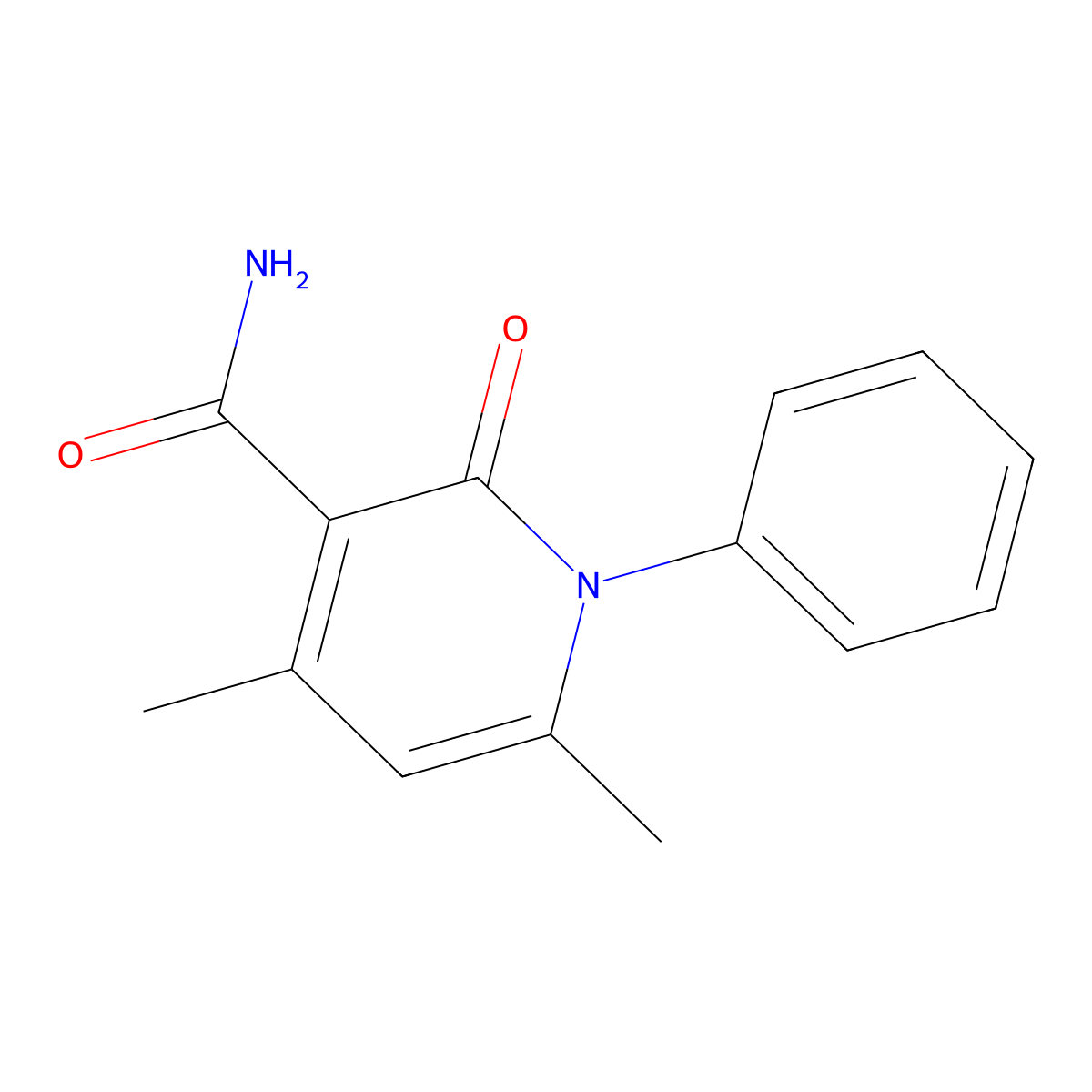 4,6-Dimethyl-2-oxo-1-phenyl-1,2-dihydropyridine-3-carboxamide molecular structure, CAS 100870-28-8