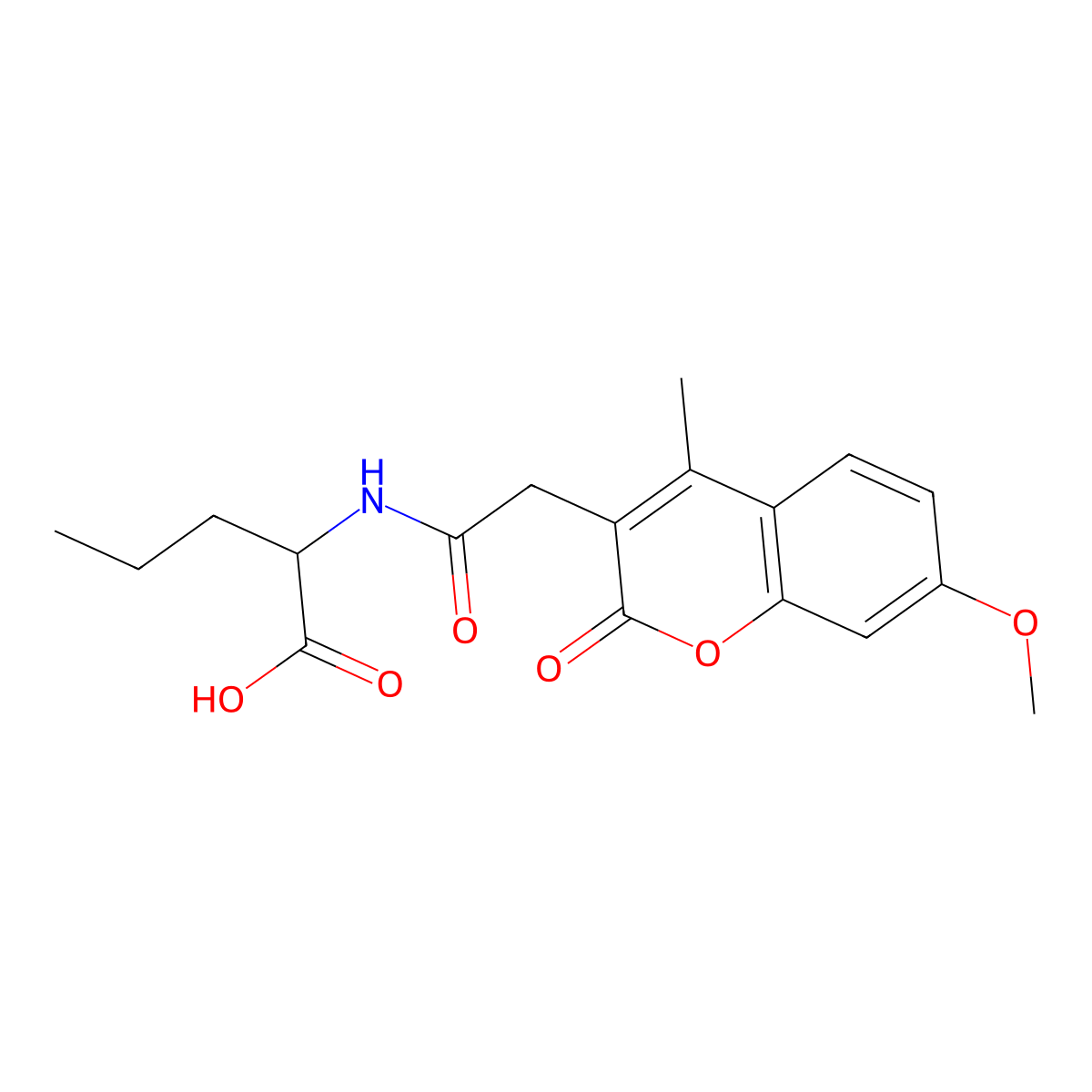 N-[(7-methoxy-4-methyl-2-oxo-2H-chromen-3-yl)acetyl]norvaline molecular structure, CAS 1008700-88-6