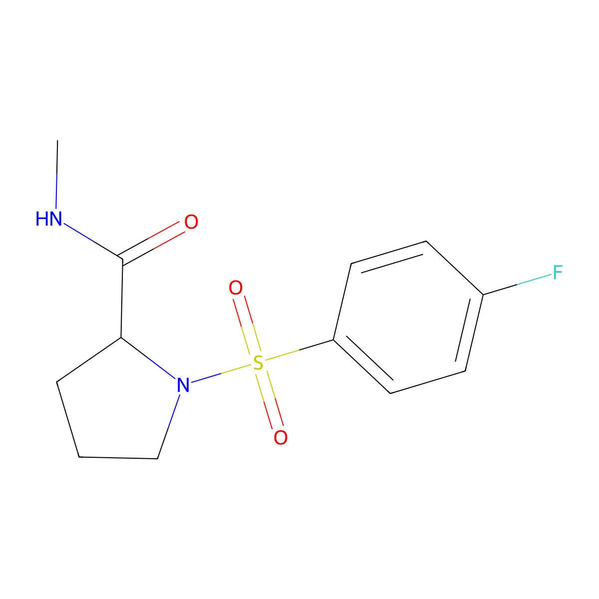 1-(4-fluorobenzenesulfonyl)-N-methylpyrrolidine-2-carboxamide molecular structure, CAS 1008701-35-6