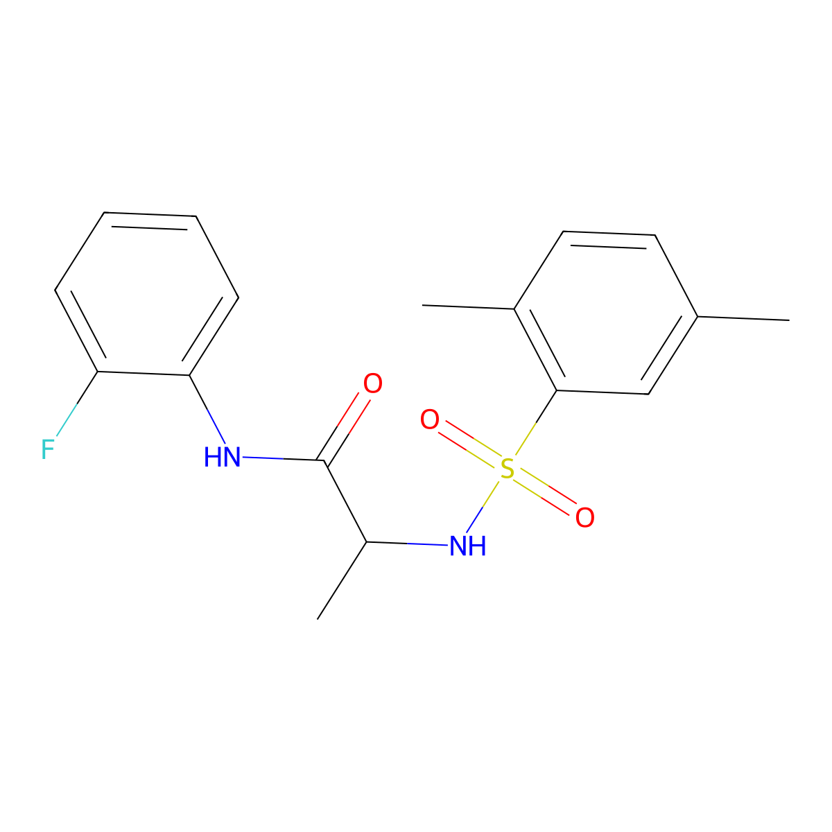 2-[(2,5-dimethylphenyl)sulfonylamino]-N-(2-fluorophenyl)propanamide molecular structure, CAS 1008701-57-2