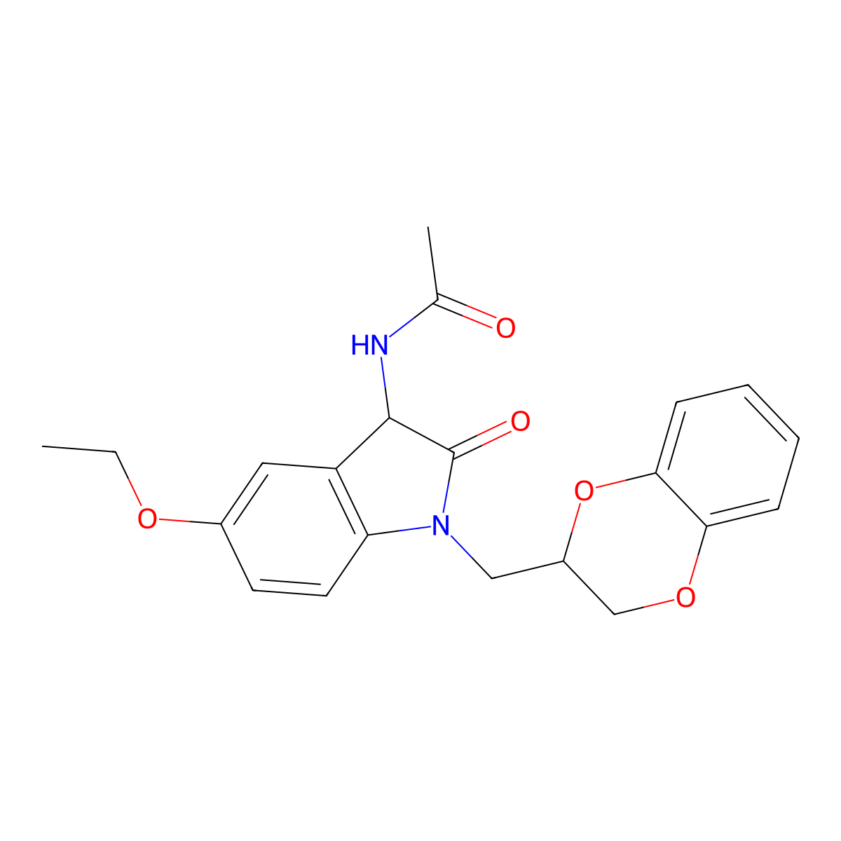 N-[1-(2,3-dihydro-1,4-benzodioxin-2-ylmethyl)-5-ethoxy-2-oxo-2,3-dihydro-1H-indol-3-yl]acetamide molecular structure, CAS 1008703-38-5