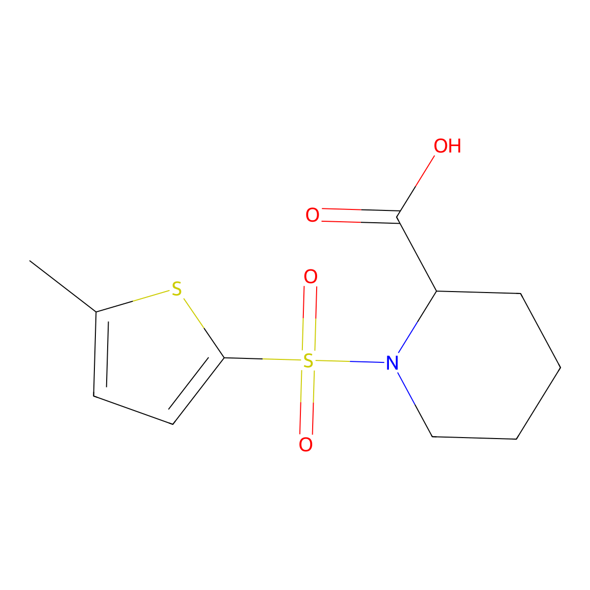 1-[(5-Methyl-2-thienyl)sulfonyl]-2-piperidinecarboxylic acid molecular structure, CAS 1008703-84-1