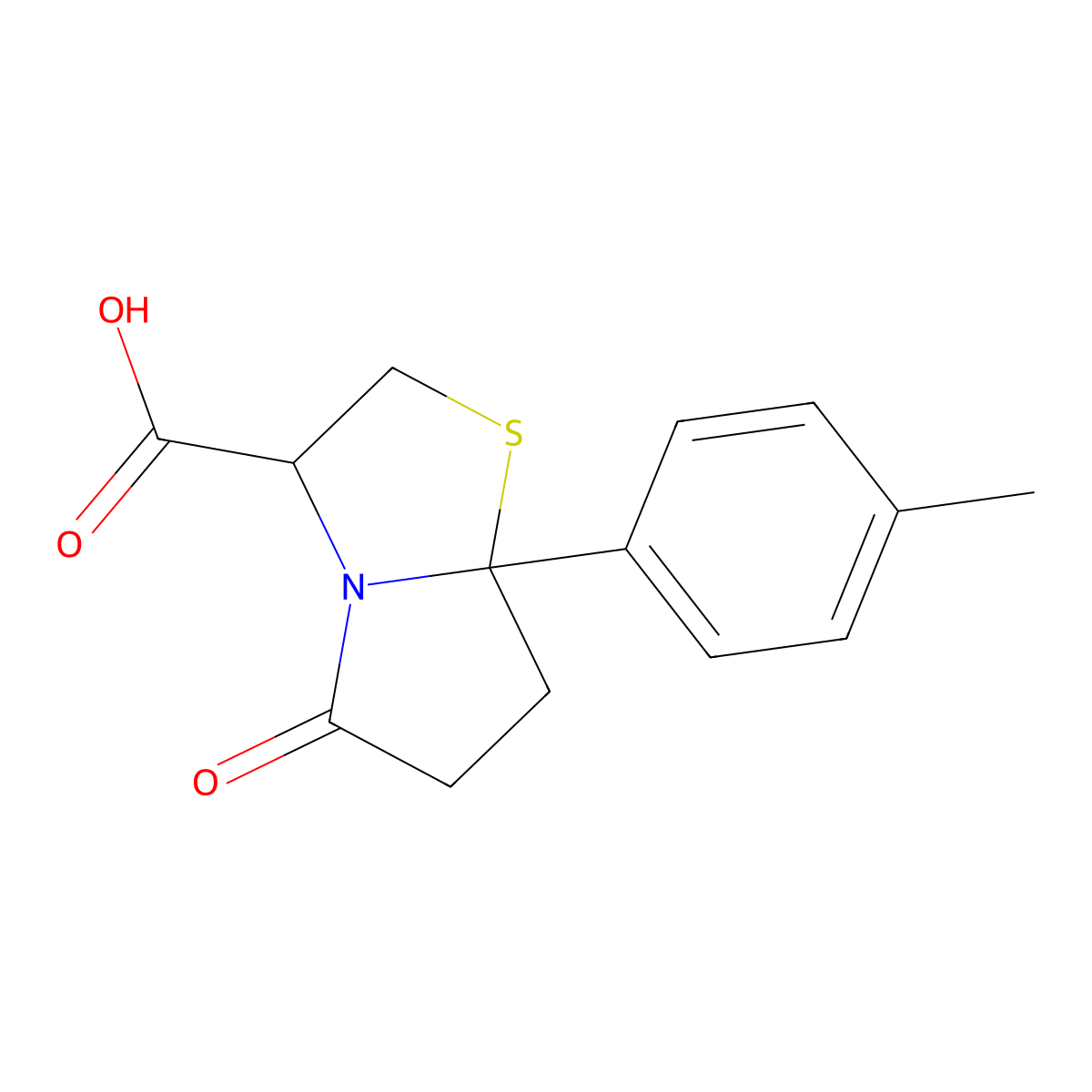 7A-(4-methylphenyl)-5-oxo-hexahydropyrrolo[2,1-b][1,3]thiazole-3-carboxylic acid molecular structure, CAS 1008704-37-7