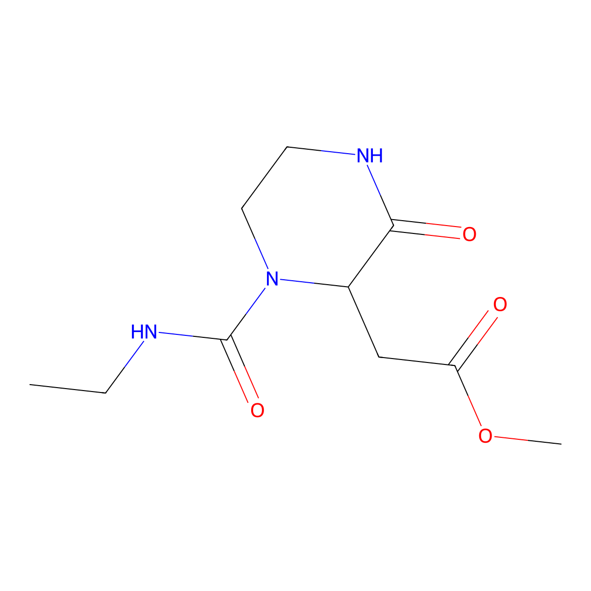 Methyl {1-[(ethylamino)carbonyl]-3-oxopiperazin-2-yl}acetate molecular structure, CAS 1008704-38-8