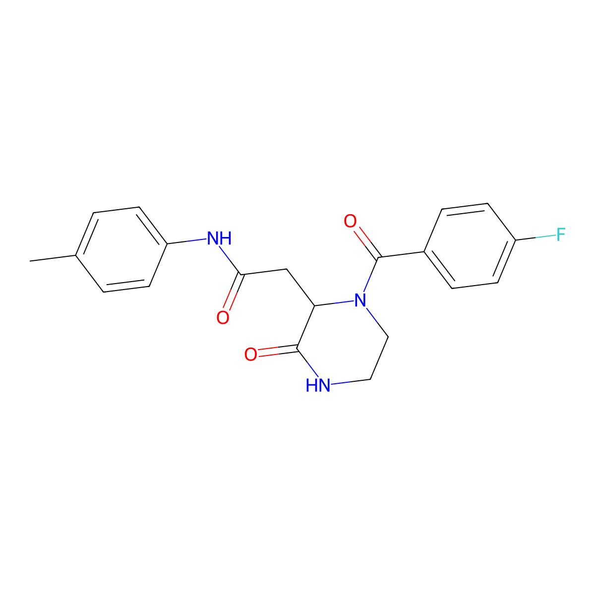 2-[1-(4-fluorobenzoyl)-3-oxopiperazin-2-yl]-N-(4-methylphenyl)acetamide molecular structure, CAS 1008704-39-9