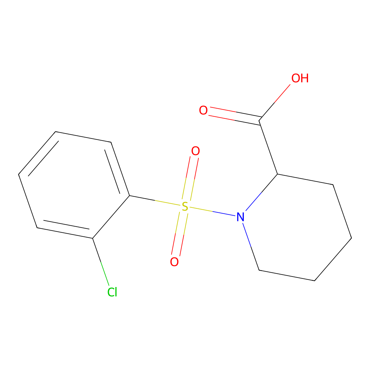 1-[(2-Chlorophenyl)sulfonyl]piperidine-2-carboxylic acid molecular structure, CAS 1008704-40-2