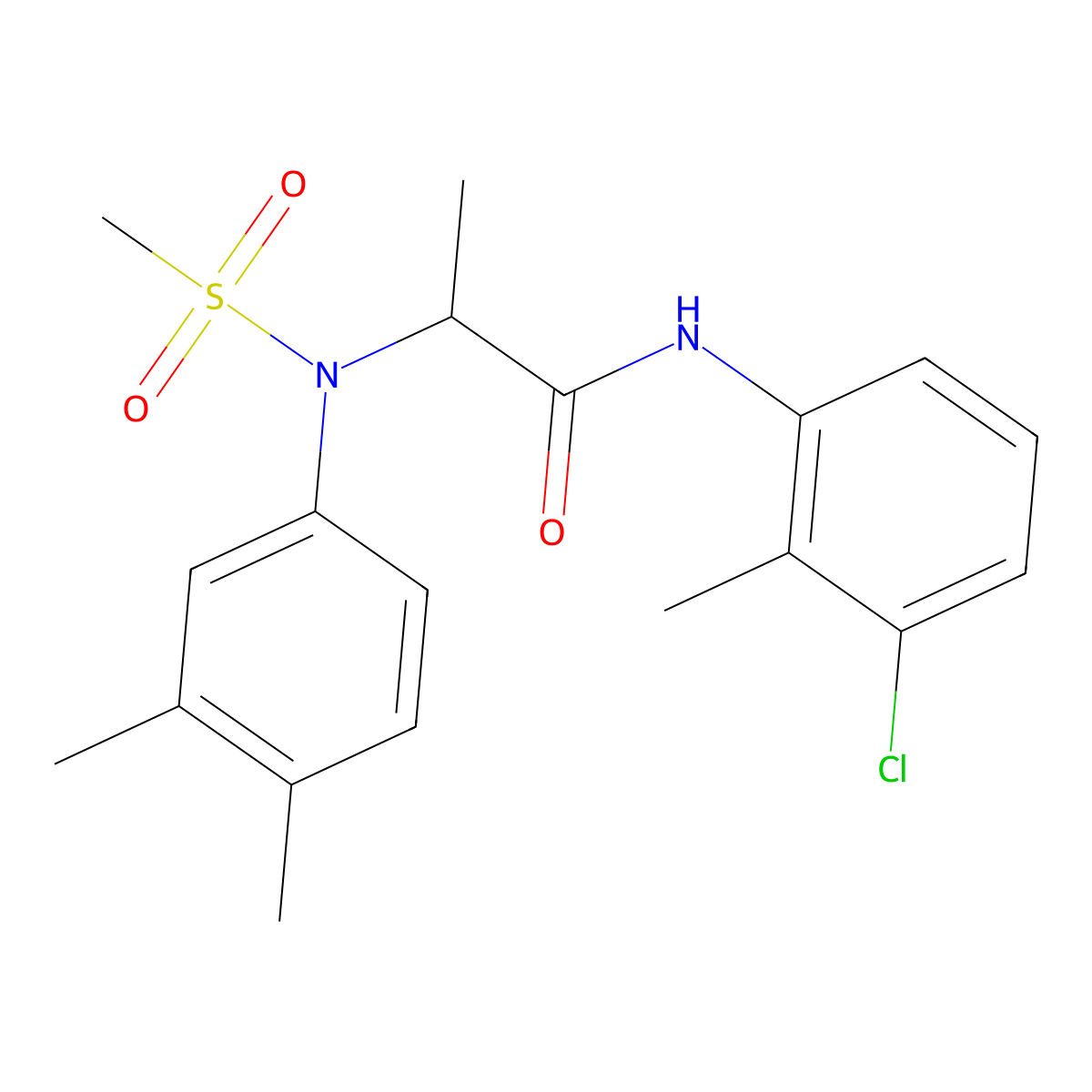 N-(3-chloro-2-methylphenyl)-2-(3,4-dimethyl-N-methylsulfonylanilino)propanamide molecular structure, CAS 1008709-95-2