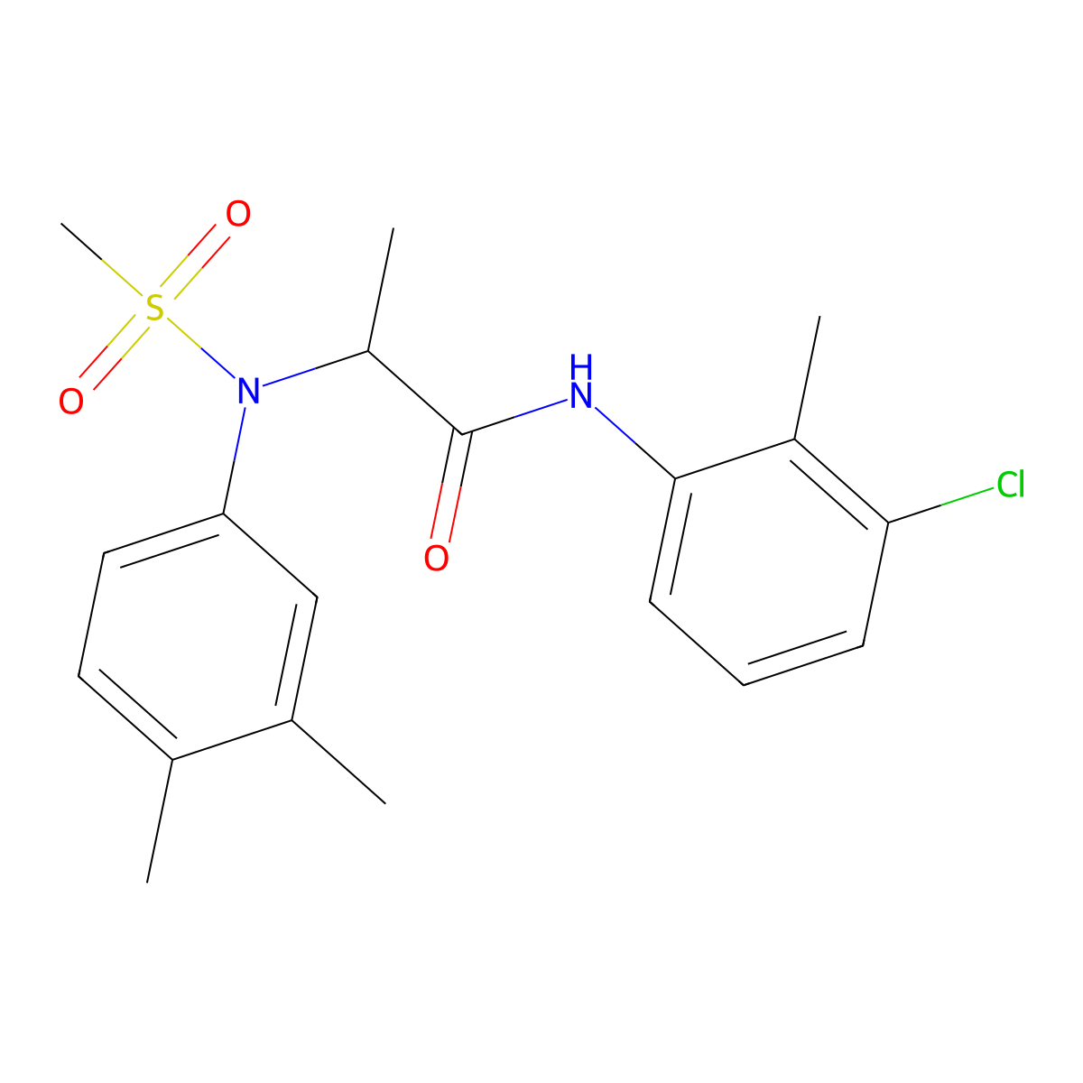 N-(3-chloro-2-methylphenyl)-2-(3,4-dimethyl-N-methylsulfonylanilino)propanamide molecular structure, CAS 1008709-95-2