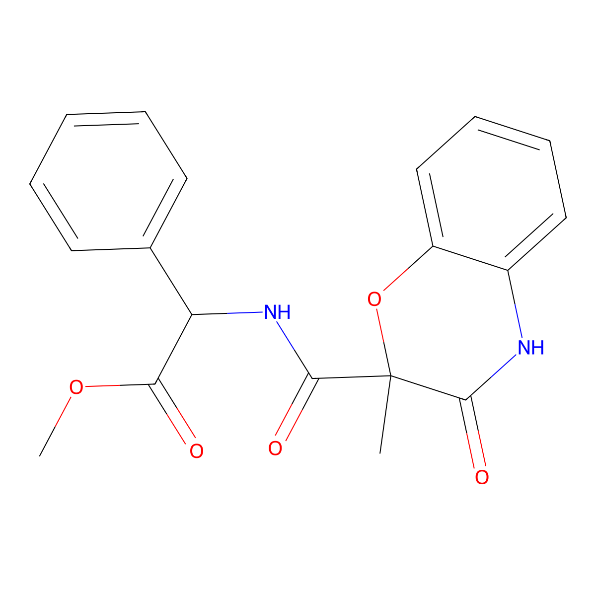 methyl 2-{[(2-methyl-3-oxo-3,4-dihydro-2H-1,4-benzoxazin-2-yl)carbonyl]amino}-2-phenylacetate molecular structure, CAS 1008710-08-4