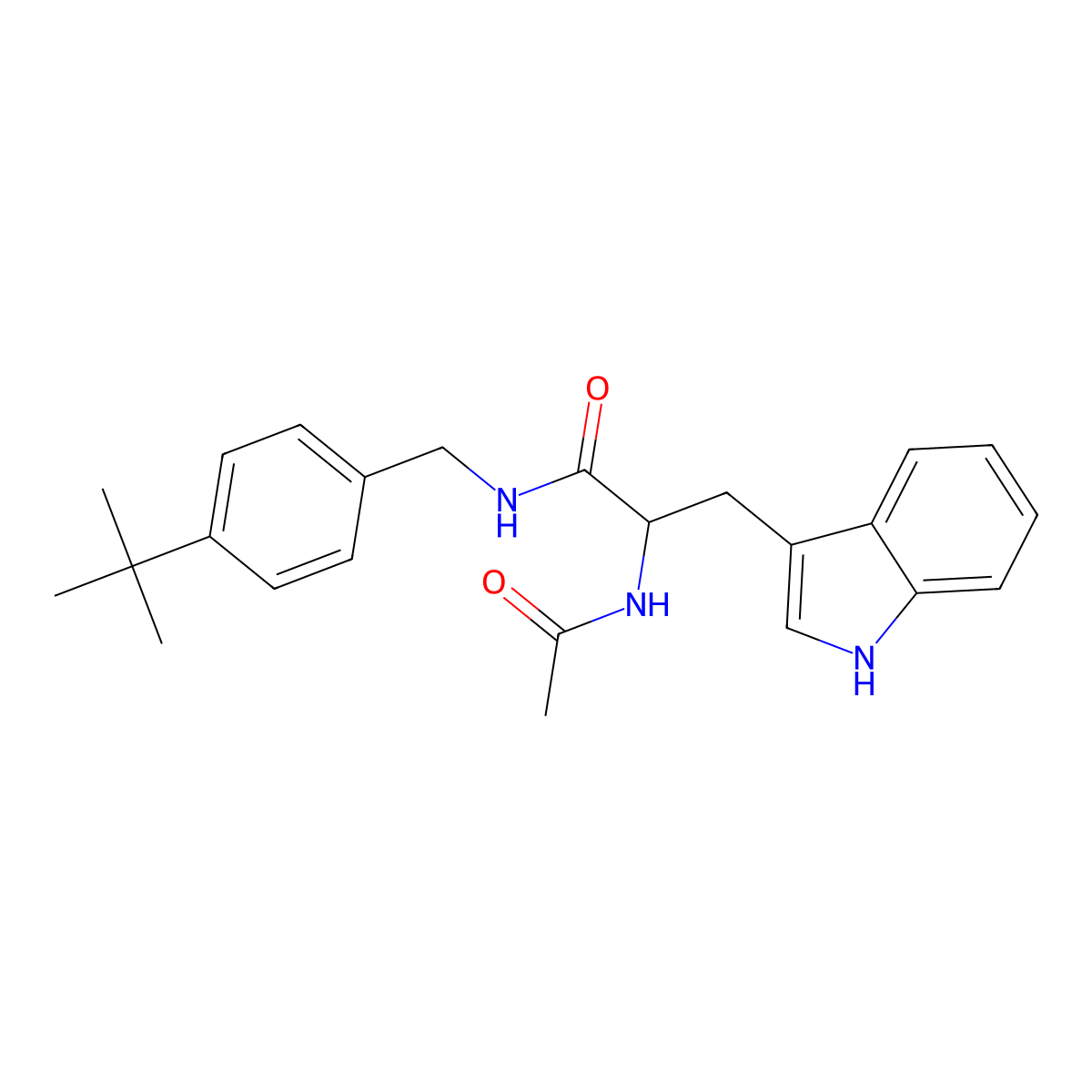 2-acetamido-N-[(4-tert-butylphenyl)methyl]-3-(1H-indol-3-yl)propanamide molecular structure, CAS 1008710-36-8