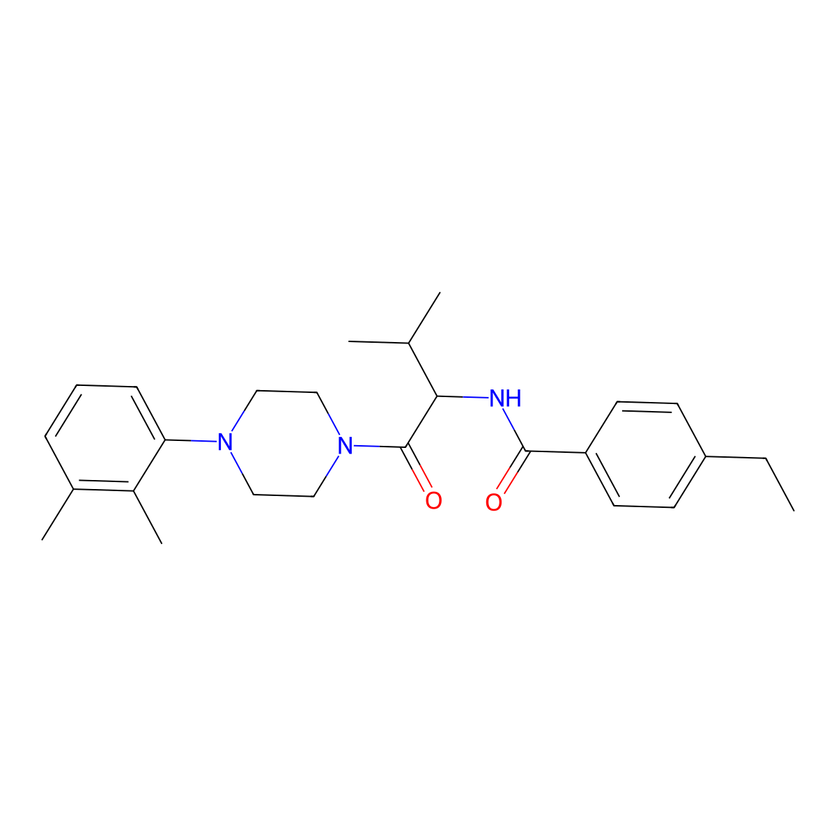 N-[1-[4-(2,3-dimethylphenyl)piperazin-1-yl]-3-methyl-1-oxobutan-2-yl]-4-ethylbenzamide molecular structure, CAS 1008710-71-1