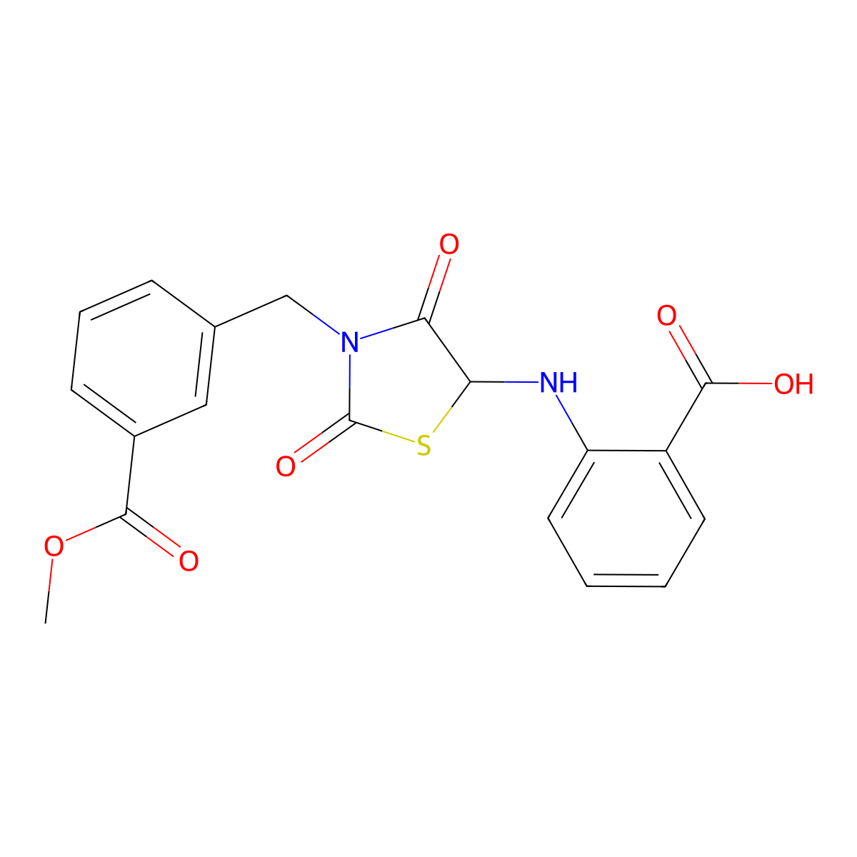 2-({3-[3-(Methoxycarbonyl)benzyl]-2,4-dioxo-1,3-thiazolidin-5-yl}amino)benzoic acid molecular structure, CAS 1008710-92-6